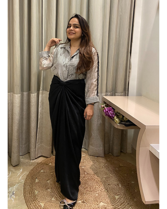 Marble Shirt With Twist Skirt