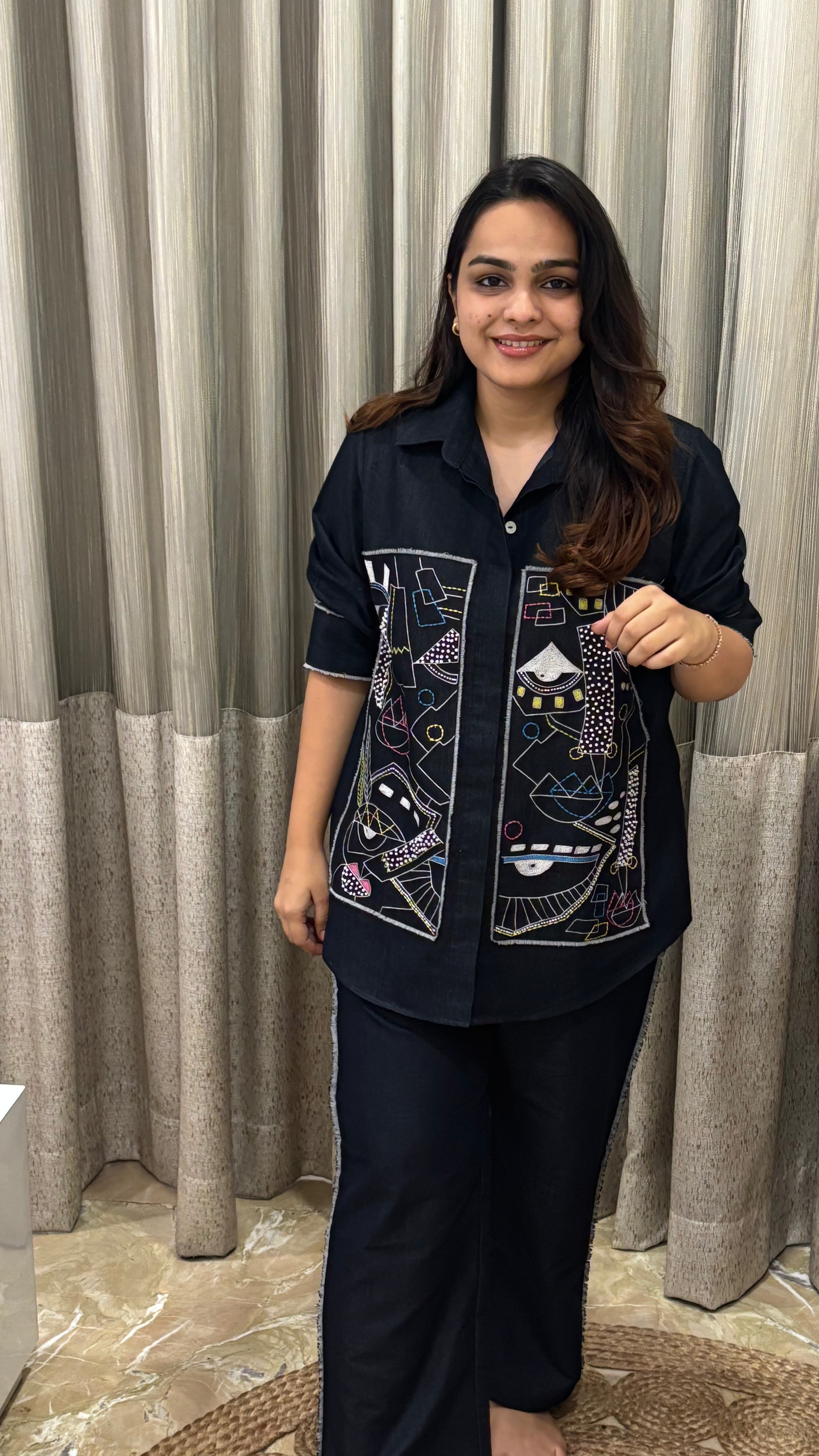 Graphic Embroided Shirt Set